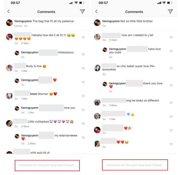 Ngay sau thông báo được chia sẻ trên story, Tiên Nguyễn đã khóa chức năng bình luận trên Instagram.