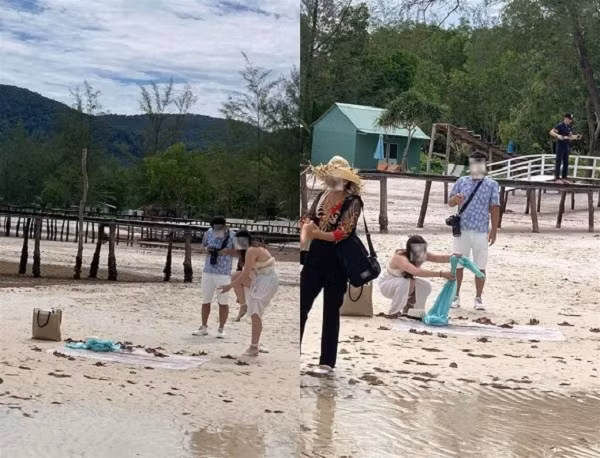 Cap doi bat sao bien vo toi va len bo chi de chup anh