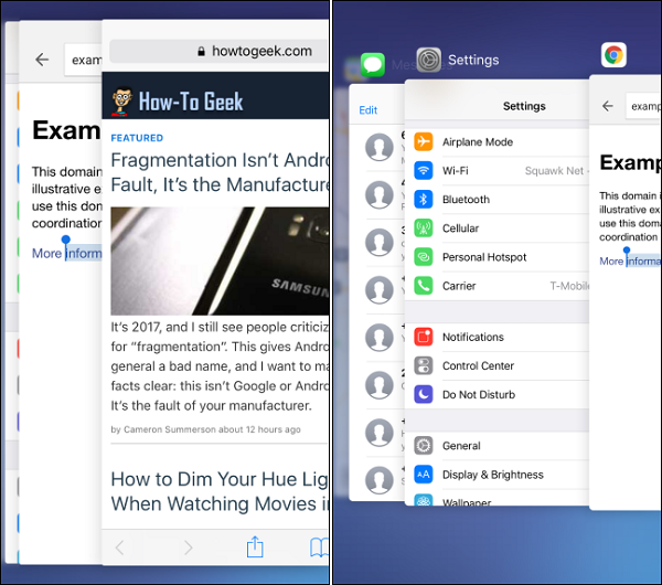 Một trong những thao tác hữu ích trên iPhone với 3D Touch khác, đó là nhấn mạnh vào cạnh trái màn hình rồi vuốt sang phải để chuyển sang ứng dụng sử dụng trước đó. Tương tự với bên còn lại để để bật cửa sổ đa nhiệm.