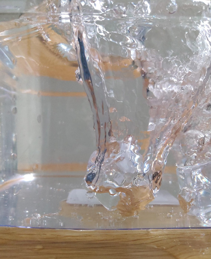 Thử nghiệm với những viên nước đá cùng màu nước cũng cho ra kết quả khá ấn tượng.