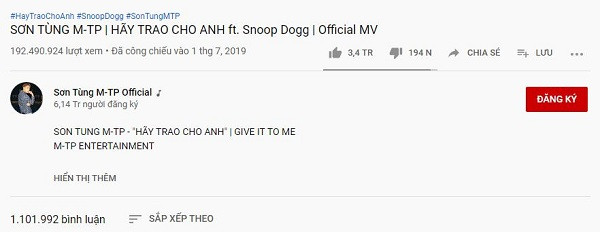 Với thành tích khủng này, hiện tại Jack đã chính thức ''vượt mặt'' Sơn Tùng M-TP trở thành nghệ sĩ sở hữu video 1 triệu comment nhanh nhất lịch sử Vpop. 