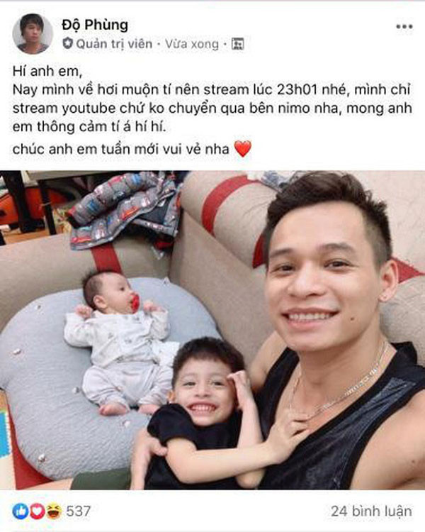 Lý do điển hình nhất trong 1001 lần trốn livestream của Độ Mixi là nhờ tới sự giúp đỡ của hai nhóc tì Sói và Cáo.