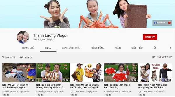 Cùng với mẹ và 2 anh trai, Thanh Lương bắt đầu xây dựng một kênh Vlog riêng cách đây chưa lâu và hiện đã đạt đến con số 196 nghìn người theo dõi.