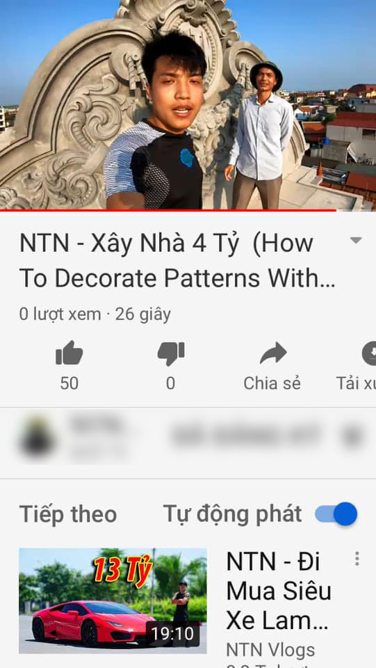 Trước đó, NTN còn làm vlog khoe xây nhà 4 tỷ lên kênh Youtube của mình.