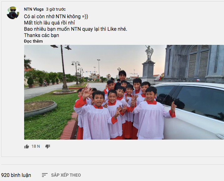 Cụ thể, anh chàng Youtuber NTN đã đăng tải dòng bình luận "Có ai còn nhớ NTN không? Mất tích lâu quá rồi nhỉ Bao nhiêu bạn muốn NTN quay lại thì Like nhé. Thanks các bạn".