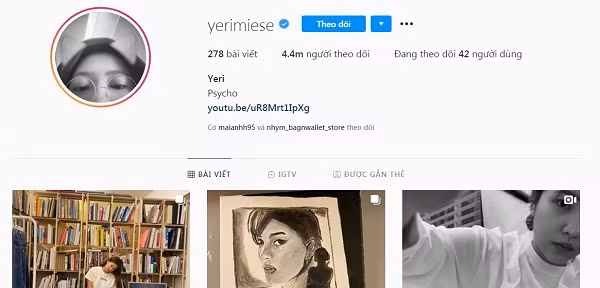 Cô nàng Yeri sở hữu Instagram hơn 4,4 triệu lượt theo dõi có tên dễ thương "yerimiese"
