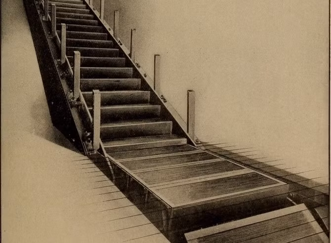 Vào năm 1891, chiếc thang cuốn đầu tiên đã được ra đời với phát minh của Jesse Reno. Phát minh này nhanh chóng được đưa vào sử dụng tại các nhà máy lớn thời bấy giờ.