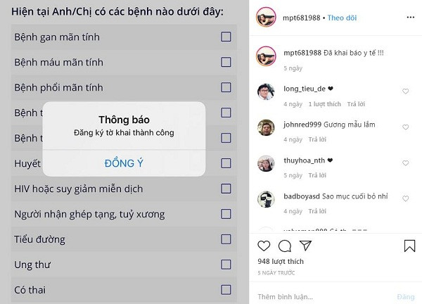 Cách đây vài ngày, Mai Phương Thúy đã thực hiện khai báo y tế online qua ứng dụng trên iOS. Người đẹp khoe "thành quả" trên trang cá nhân và nhận được sự ủng hộ của nhiều người hâm mộ.