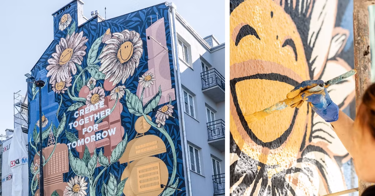 Các nghệ sĩ Ba Lan Maciek Polak và Dawid Ryski là người đã lên ý tưởng thiết kế bức trưng, nhưng thực tế trung tâm nghệ sĩ địa phương Good Looking Studio là những người hoàn thành tác phẩm.