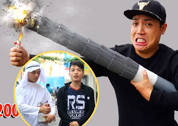 Youtuber nổi tiếng nhất nhì Việt Nam được biết đến với những sản phẩm video nội dung quái đản, thậm chí là thiếu tính giáo dục như: sử dụng ly nhựa tạo thành nhà khổng lồ ảnh hưởng môi trường, hay thử thách bạo lực thả 100 con dao từ trên cao xuống,...