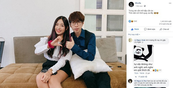 ViruSs đăng ảnh chụp thân thiết cùng "hot girl trứng rán cần mỡ" và phản ứng của cư dân mạng