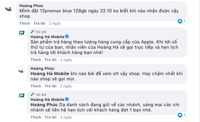 Tuy nhiên, nhiều khách hàng than phiền, Hoàng Hà Mobile lật mặt, mập mờ và không rõ ràng trong việc giao trả máy. Những câu hỏi của khách hàng được trả lời một cách chung chung, dồn người tiêu dùng vào thế bị động.