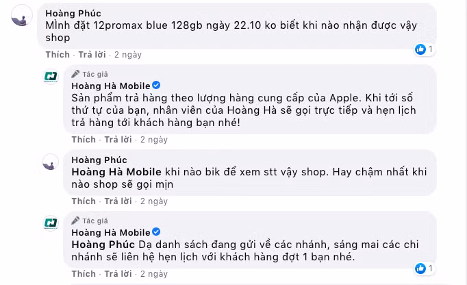 Tuy nhiên, nhiều khách hàng than phiền, Hoàng Hà Mobile lật mặt, mập mờ và không rõ ràng trong việc giao trả máy. Những câu hỏi của khách hàng được trả lời một cách chung chung, dồn người tiêu dùng vào thế bị động.