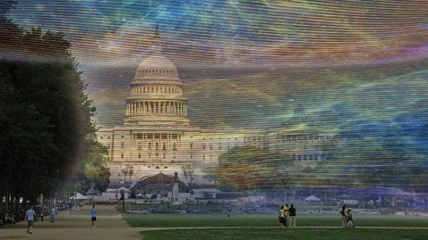 Những màu sắc khác nhau cho thấy cường độ tín hiệu, vùng đỏ là gần trung tâm và mạnh nhất, vùng tím tương ứng với vùng xa trung tâm nhất và yếu nhất.