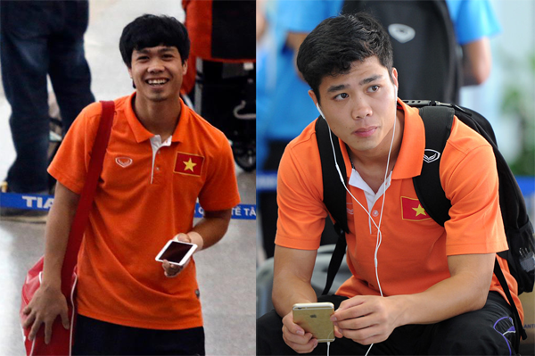 Công Phượng từng dùng một chiếc iPhone 6 bản vàng champagne. Ảnh: saostar