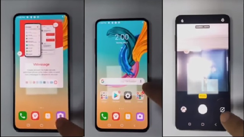 Video thể hiện một chiếc Vsmart Lux với phần camera slefie dưới màn hình và không sử dụng hệ thống pop-up camera nào.