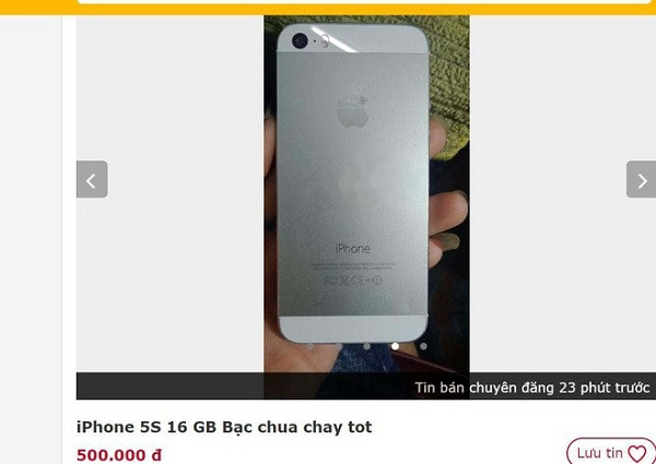 Gần đây, iPhone 5S mất cảm biến vân tay (Touch ID) đang được chào bán tràn lan trên mạng xã hội với giá chỉ 500.000 đồng, dưới dạng máy trần, không phụ kiện. Đây là mức giá cực rẻ nhưng cũng chứa nhiều rủi ro nếu người dùng đang có ý định tìm mua.