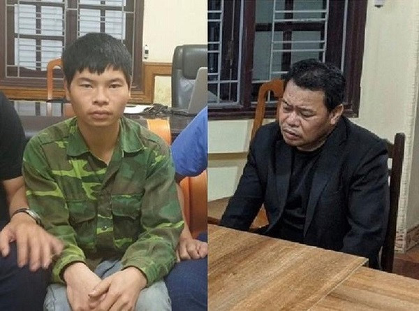 Hai đối tượng ở trụ sở cơ quan công an.