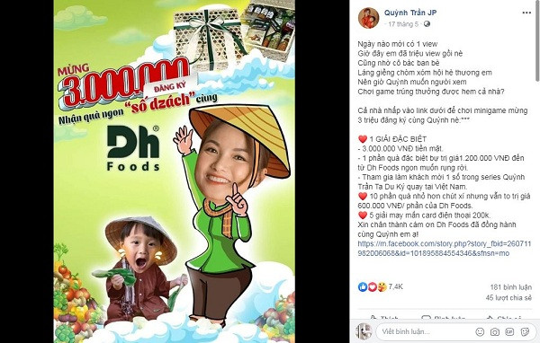 Trên fanpage cá nhân hơn 550 nghìn lượt theo dõi, nữ Youtuber vui vẻ chia sẻ thông tin, đồng thời mở một minigame ăn mừng thành tích khủng. Người hâm mộ để lại những bình luận chúc mừng mẹ con bé Sa, cùng với mong muốn kênh tiếp tục cho ra đời nhiều video chất lượng.