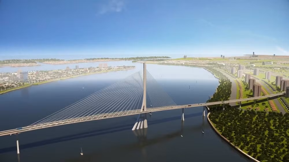 Cau Can Gio co thiet ke day vang hinh cay duoc