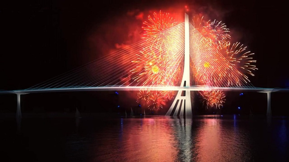 Công trình cũng có hệ thống chiếu sáng nghệ thuật về đêm.