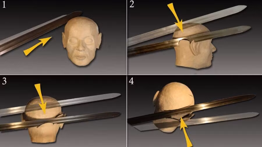 Sau khi tấn công nạn nhân từ phía trước, kẻ giết người dường như đuổi theo nạn nhân khi người này quay đi để tìm cách chạy trốn. Cuối cùng, nạn nhân kiệt sức và mất mạng sau khi bị chém 4 nhát kiếm vào đầu.