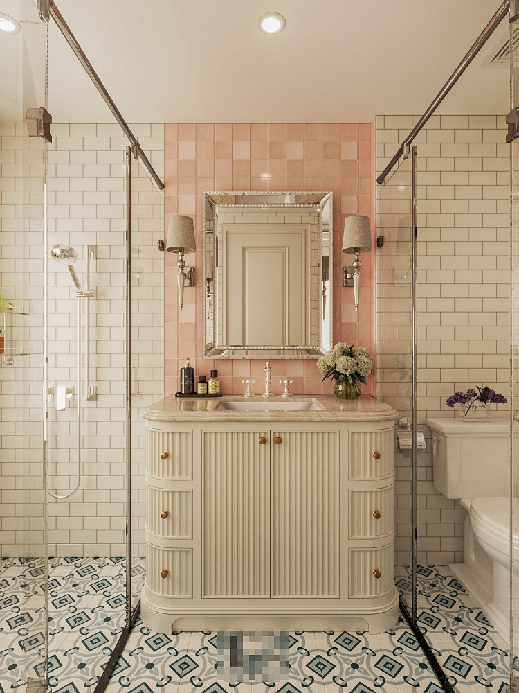 Khu vệ sinh gọn gàng, dễ thương.