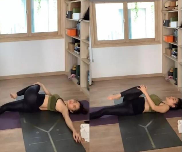 Phương Trinh Jolie bầu 5 tháng vẫn lăn lộn tập yoga - Hình 3 Phuong Trinh Jolie bau 5 thang van lan lon tap yoga-Hinh-3