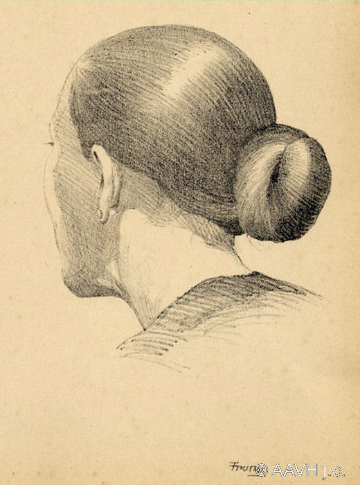 Có nhiều cách búi tóc, đơn giản nhất là cuộn phần tóc dài phía sau thành một "củ hành". Ảnh: AAVH.