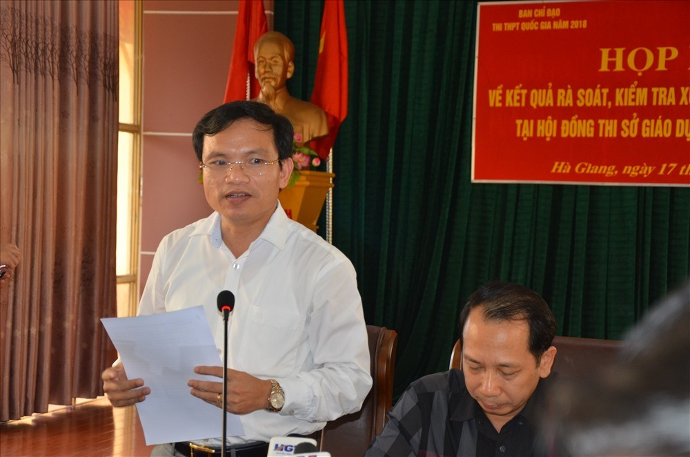 Ông Mai Văn Trinh - Cục trưởng Cục Quản lý chất lượng (Bộ GDĐT) thông tin về những bất thường trong điểm thi của Hà Giang trong cuộc họp báo chiều 17/7.