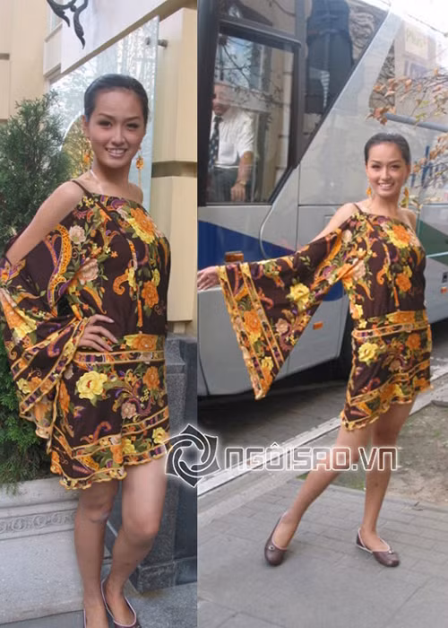 Hình ảnh nàng Hoa hậu Việt Nam 2006 diện trang phục khá sến sẩm thời mới nổi tiếng. Ảnh: Gia đình Việt Nam