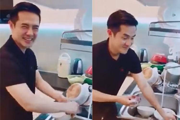 Vì Đông Nhi, Ông Cao Thắng sẵn sàng xắn tay vào bếp rửa bát. Ảnh: Vietnamnet