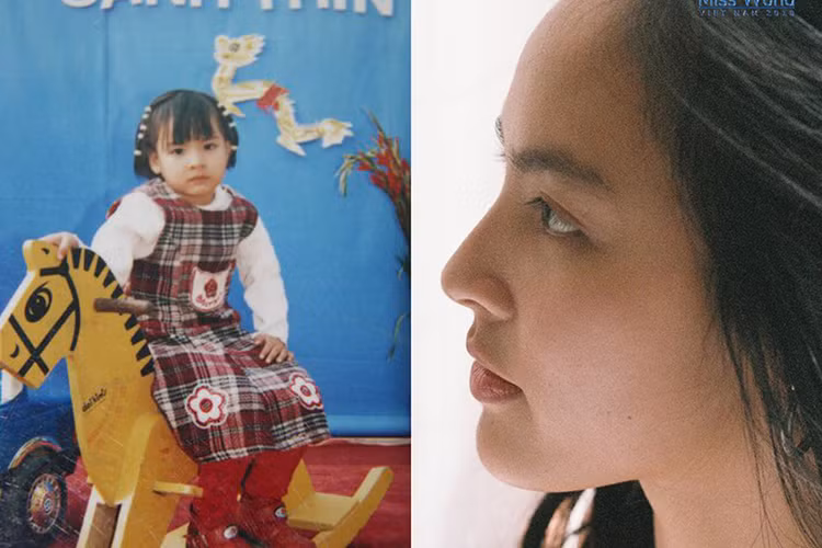 Nguyễn Thị Quỳnh Nga hồi nhỏ cũng như khi lớn lên đều gây ấn tượng nhờ đôi mắt đẹp.