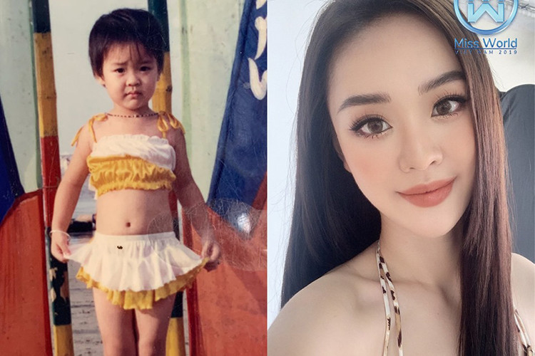 Thí sinh Hoàng Hải Thu khoe ảnh đáng yêu hồi nhỏ khi diện áo tắm.