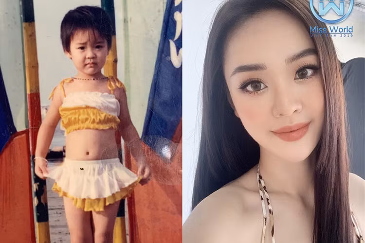 Thí sinh Hoàng Hải Thu khoe ảnh đáng yêu hồi nhỏ khi diện áo tắm.