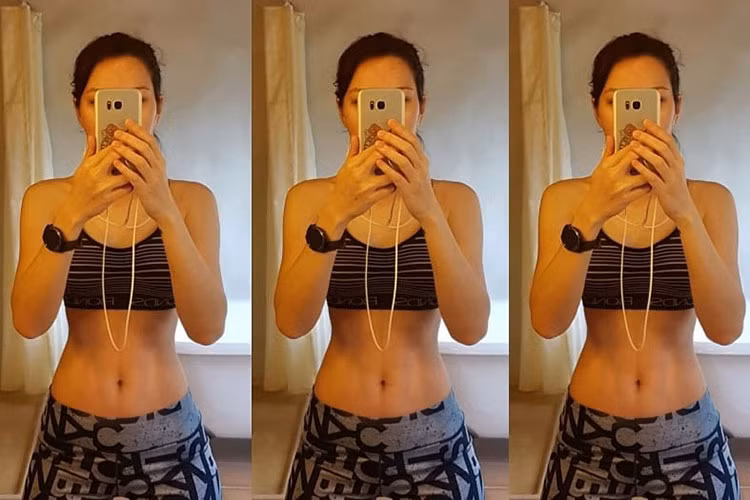 Hồng Nhung hiện giữ được vóc dáng thon gọn, săn chắc.