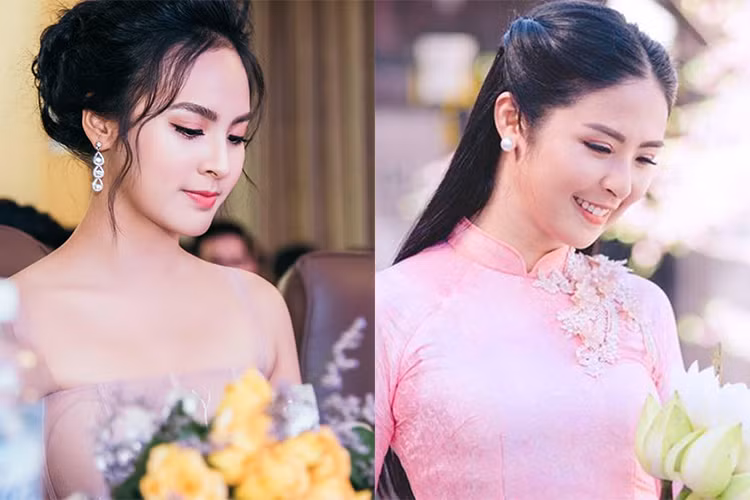 Gương mặt của Quỳnh Nga có có nhiều nét giống Hoa hậu Ngọc Hân (phải).