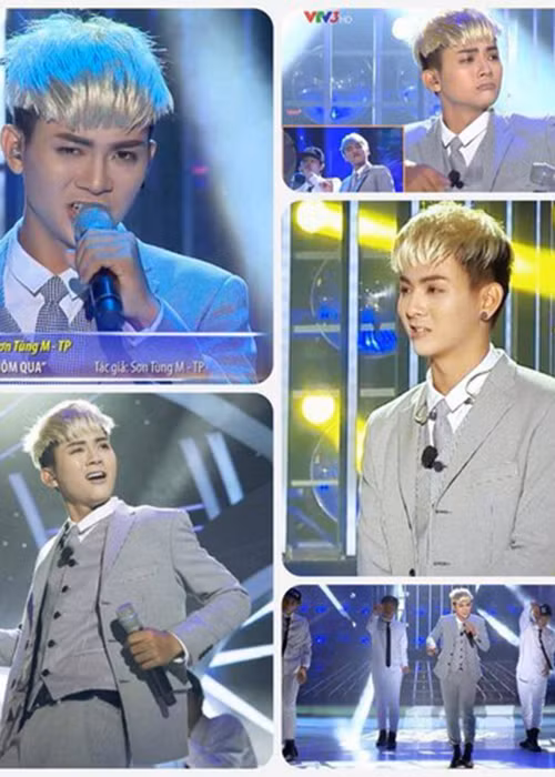 Khi hóa thân Sơn Tùng M-TP trong Gương mặt thân quen 2014, Hoài Lâm điển trai không kém bản gốc.