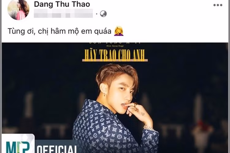 Đặng Thu Thảo vừa công khai là một fan của Sơn Tùng.