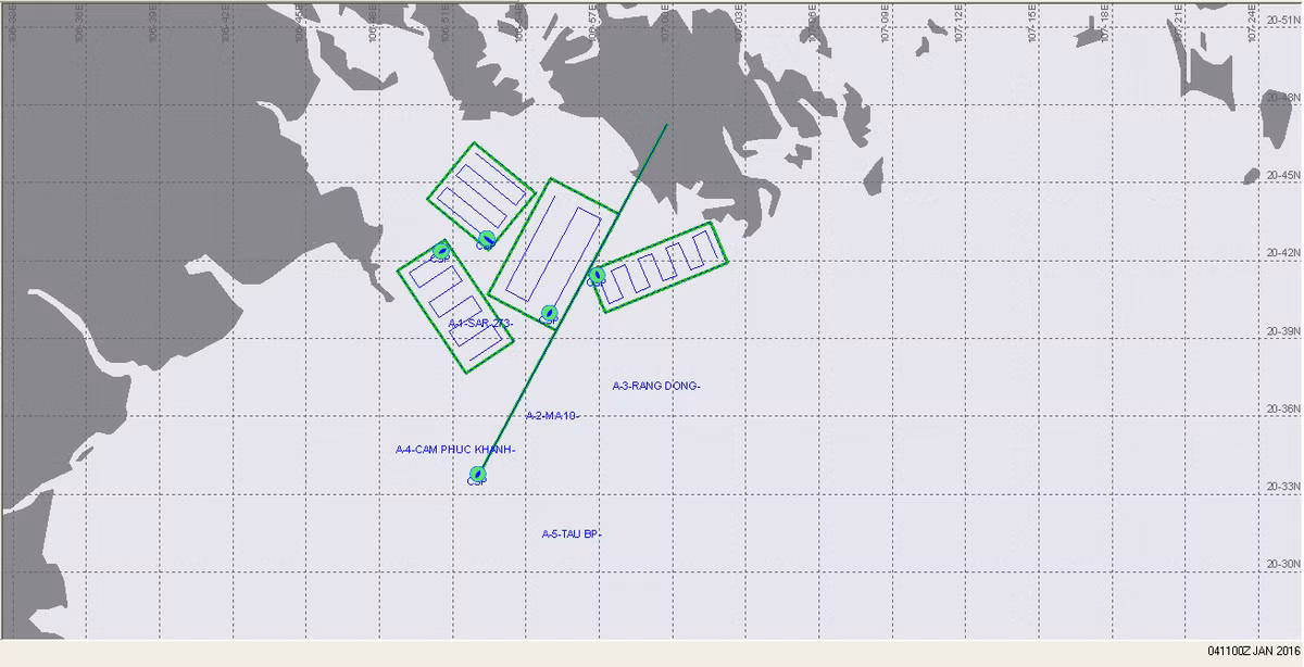 Khu vực tìm kiếm thuyền viên mất tích.