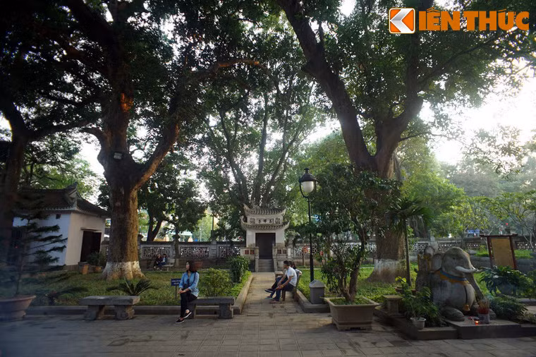 Về tổng thể, đền có bố cục không gian thoáng và hài hòa. Hồ Tây phía trước mặt tiền tạo nên bầu không khí mát mẻ quanh năm.