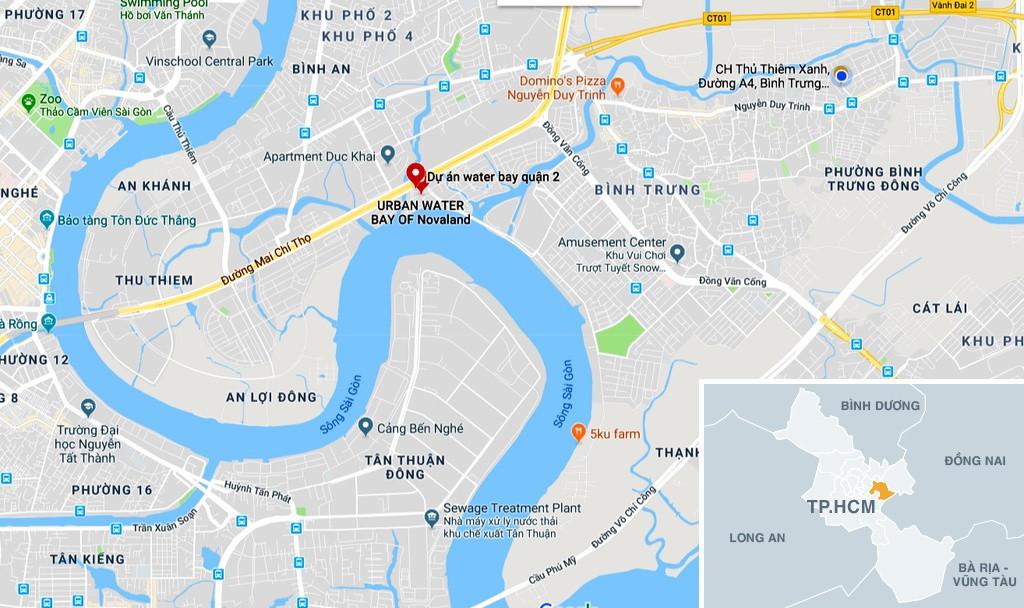 Vị trí dự án The Water Bay. Ảnh: Google Maps.