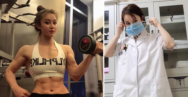 Trong khi Viên Hợp Vinh sở hữu gương mặt được nhận xét như búp bê Barbie với đôi mắt to tròn, sống mũi cao cùng khuôn miệng nhỏ, thân hình cô lại nổi rõ 6 múi và cuồn cuộn cơ bắp.