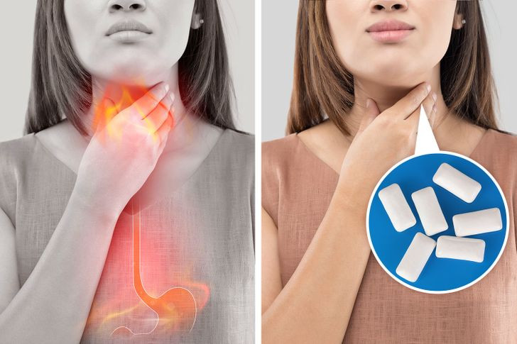 6. Nó làm giảm chứng ợ nóng: Nhai kẹo cao su sau bữa ăn có thể làm giảm nồng độ axit trong thực quản của bạn. Dòng nước bọt làm loãng và trung hòa axit sau khi ăn nhiều. Điều này có thể giúp giảm trào ngược axit và chứng ợ nóng.