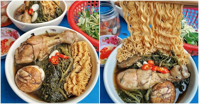 Mì gà tần: Đây là món ăn ngon Hồ Tây tuyệt vời cho buổi chiều đói. Gà tần ngải cứu ở đây là nguyên một cái đùi gà ăn đã miệng.