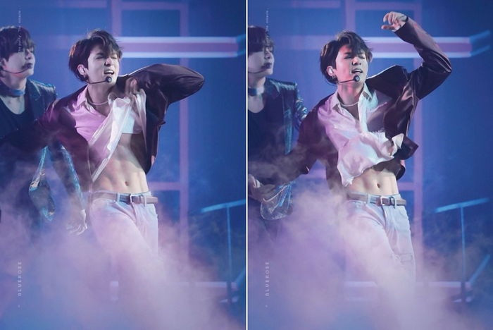 Jung Kook của BTS vén áo, khoe body trong lúc biểu diễn Fake Love một thời gây sốt trên mạng xã hội.