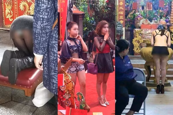 Dù bị lên án rất nhiều song tình trạng ăn mặc hở hang khi ra ngoài, đặc biệt là đến chốn linh thiêng vẫn tái diễn không ít lần. Ảnh: Vietnamnet.