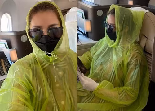 Người đẹp chia sẻ trên trang cá nhân: "Ai nói điên mình xin nghe. Nhưng cứ điên mà bảo vệ sức khoẻ cho cộng đồng và người thân mình xin nhận. P/s: Những ai ủng hộ thời trang sân bay của mình chấm 1 cái ủng hộ nha".