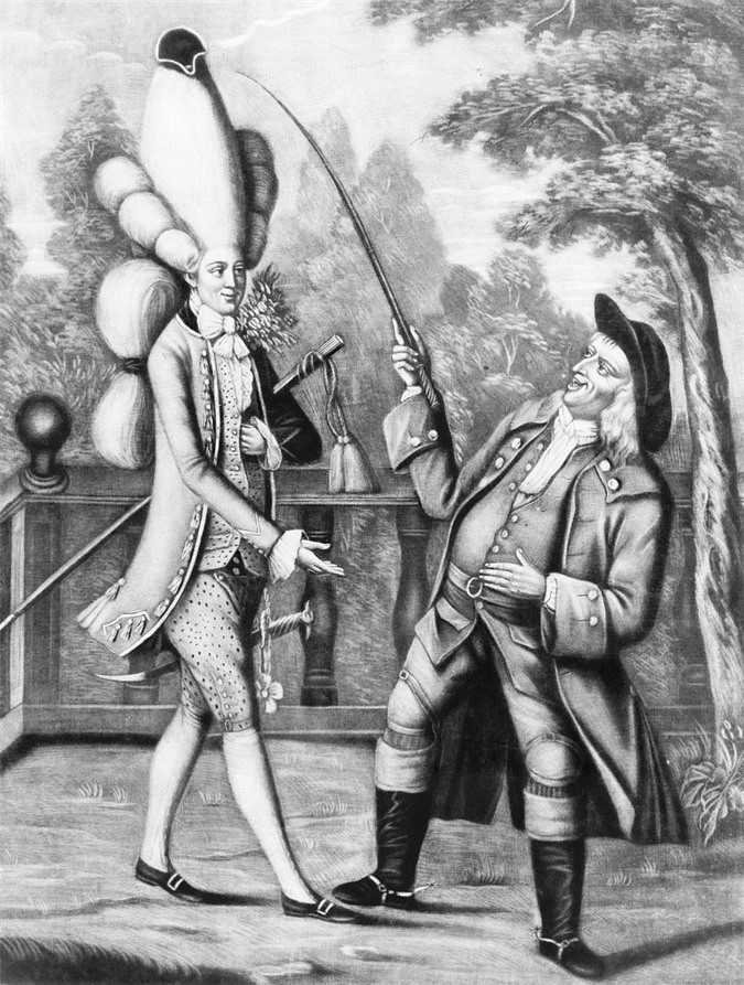 Tóc Macaroni: Vào thế kỷ 18, một nhóm người có xu hướng thời trang mang tên "Macaroni" xuất hiện ở Anh. Tóc giả cũng được sử dụng và thường là màu trắng. Kiểu tóc được cuộn ngang trên tai, tương đối cao. Thậm chí, để đội được mũ, nhiều người phải dùng đến kiếm để nâng lên. Tầng lớp quý tộc Pháp mặc quần áo đặc biệt xa hoa và thường được gọi là “Macaroni”.