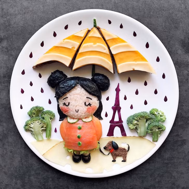 Những "bức tranh" đồ ăn hấp dẫn tái hiện mọi thứ từ chân dung con người và động vật đến phong cảnh.